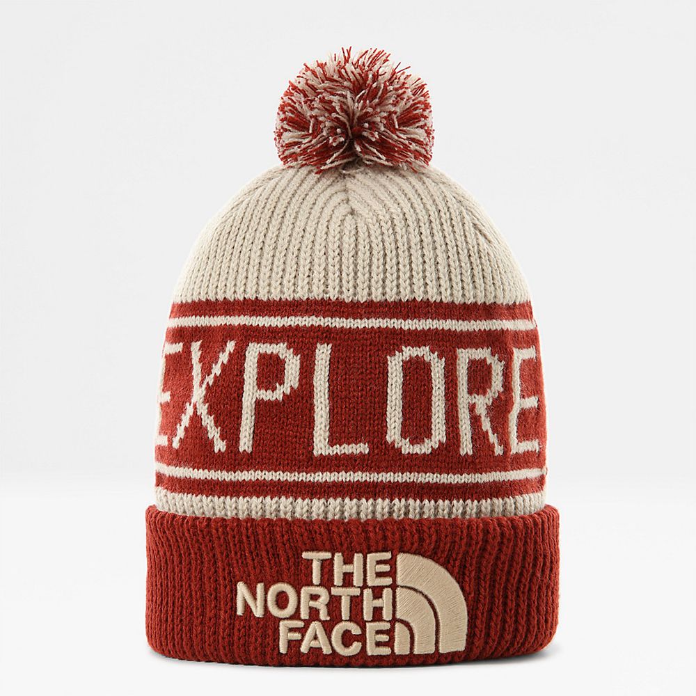 The North Face Beanies Mens Australia - The North Face Retro Tnf Pom Red (GNB-298075)